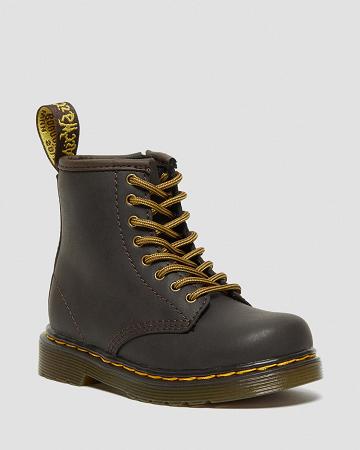 Kids' Dr Martens Toddler 1460 Wildhorse Leather Lace Up Boots Dark / Brown | AU 706OKI